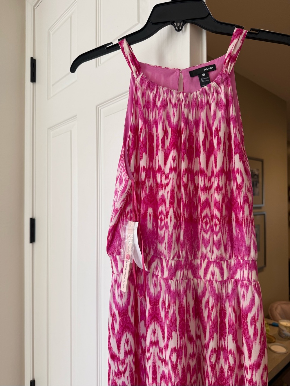 Aqua Fuchsia and White Printed Sleeveless Dress - Size Small - NWT!  By Aqua
